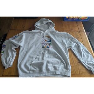 Taco Bell White Graphic Hoodie Multi Color Logo Sleeve Print Mens Large
